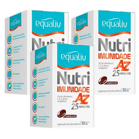 Kit 3 Unidades Vitamina Equaliv Nutri Imunidade AZ 30 cápsulas em