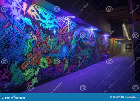 Blacklight And Uv Reactive Mural In Public Space Bringing Attention To