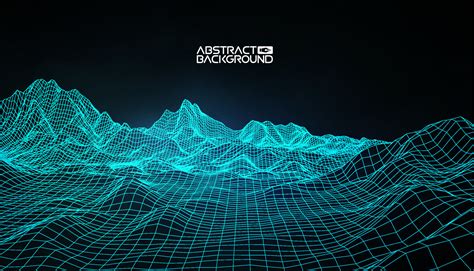 Abstract Vector Wireframe Landscape Background Cyberspace Grid D