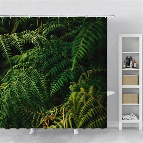 Green Forest Shower Curtain For Bathroom Tropical Jungle Rainforest