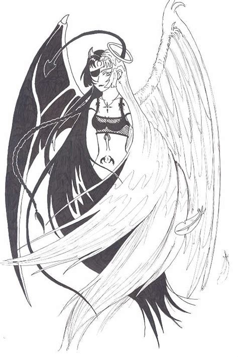 Half Demon Half Angel Drawing