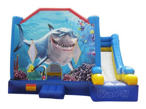 Shark Inflatable Combo With Slide Channal Inflatables