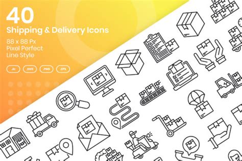 40 Shipping Delivery Icons Line Graphic By Kmgdesignid Creative