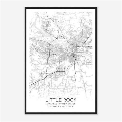 Little Rock Arkansas Map Poster, Modern Home Decor Wall Art Print