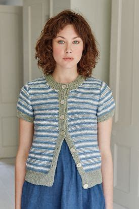 Knitted Stripy Short Sleeves Cardigan Norden Rowan Selects Breezed