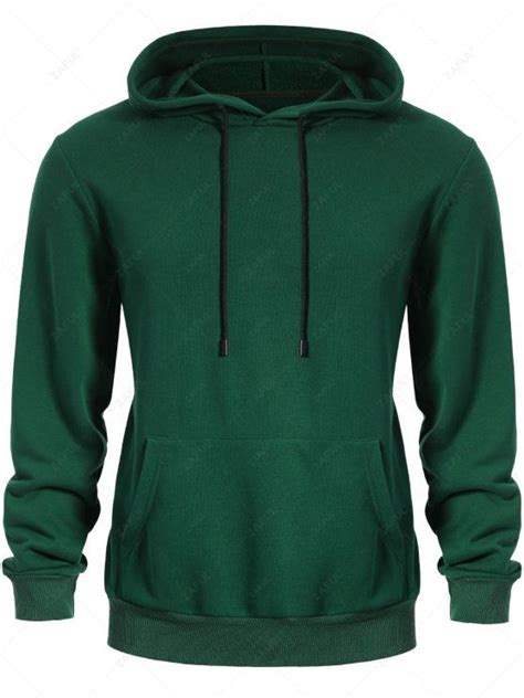 [32 Off] 2021 Pullover Kangaroo Pocket Hoodie In Green Zaful