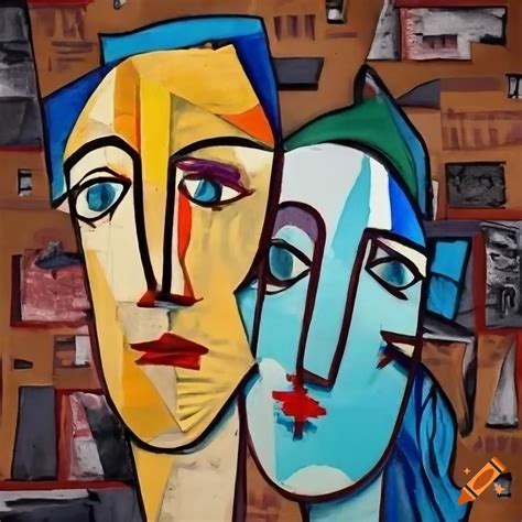 Cubist Style Portrait Of A Couple On Craiyon