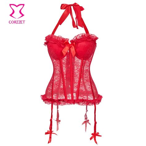 Red Transparent Floral Lace Padded Bra Push Up Corset Sexy Lingerie