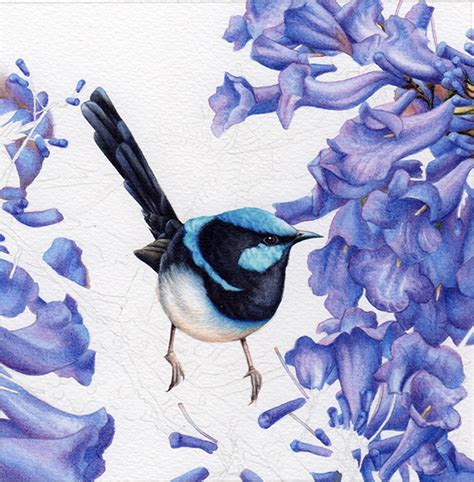 Blue Wrens and Jacaranda Painting - Miniatures in Watercolour - Heidi ...