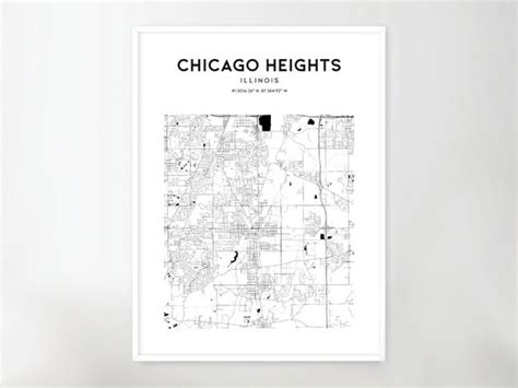 Chicago Heights Map Poster Chicago Heights Map Print Wall | Etsy