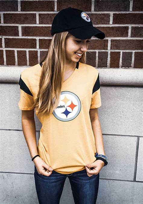 Nike Pittsburgh Steelers Womens Gold Fan V Neck T Shirt In 2021 Steelers Women Steelers T