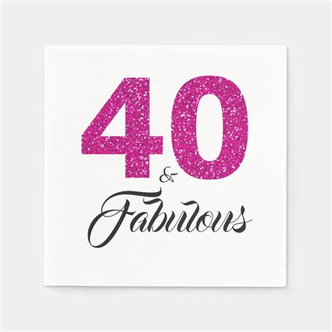 40 And Fabulous Pink Glitter Birthday Party Napkin Zazzle