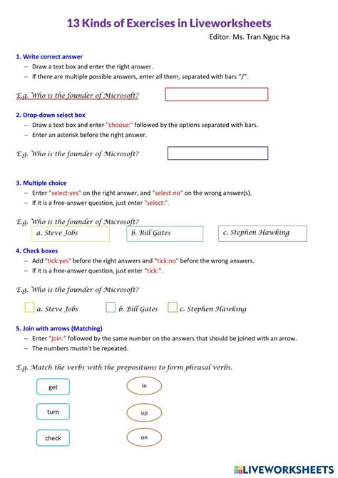 Exercises Live Worksheets