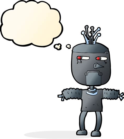 cartoon robot with thought bubble 12316933 Vector Art at Vecteezy