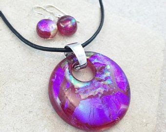 On Sale Donut Pendant Necklace Earring Set Dichroic Jewelry Fused