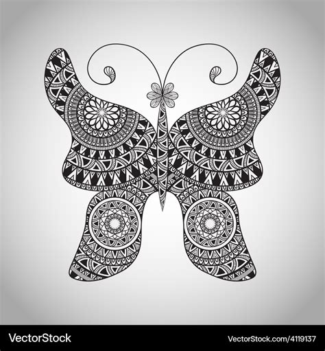 Doodle Butterfly Tattoo Sketch Royalty Free Vector Image