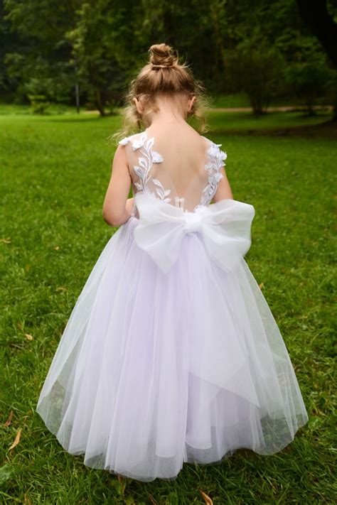 Lilac Flower Girl Dress Tutu Girl Dress Girl Ball Gownivory Etsy In