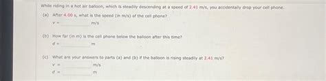 Solved While Riding In A Hot Air Balloon Which Is Steadily Chegg