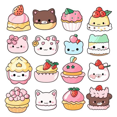 Premium Vector Cute Kawaii Style Foods