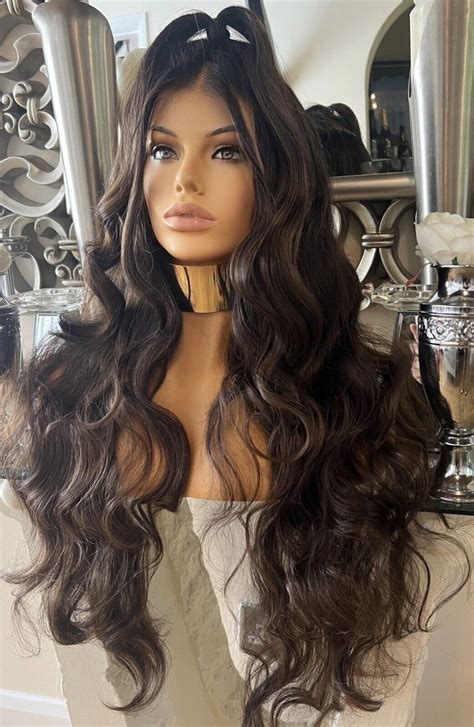 Auburn Brown Lace Front Wig Half Up Half Down Wig Etsy