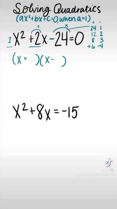 Solving Quadratics Where A 1 In Ax 2 Bx C Factoring Polynomials