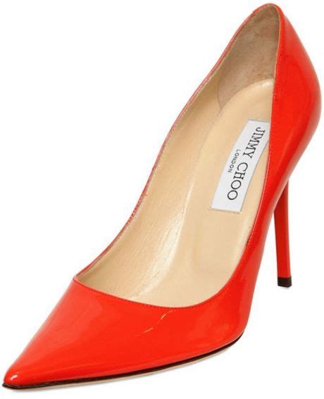 Jimmy Choo 100mm Abel Patent Leather Pointy Pumps In Orange Lyst