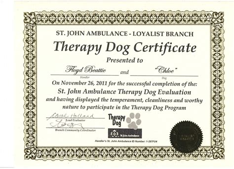 Service Dog Printable Certificate