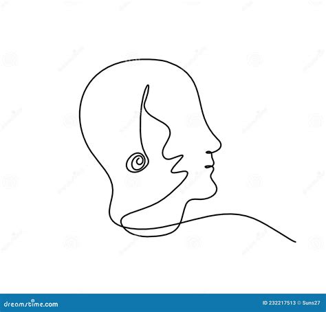 Profilo Uomo Silhouette Con Segno Di Nota Illustrazione Vettoriale