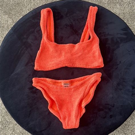 Hunza G Swim Hunza G Orange Textured Bikini Set Sporty Design