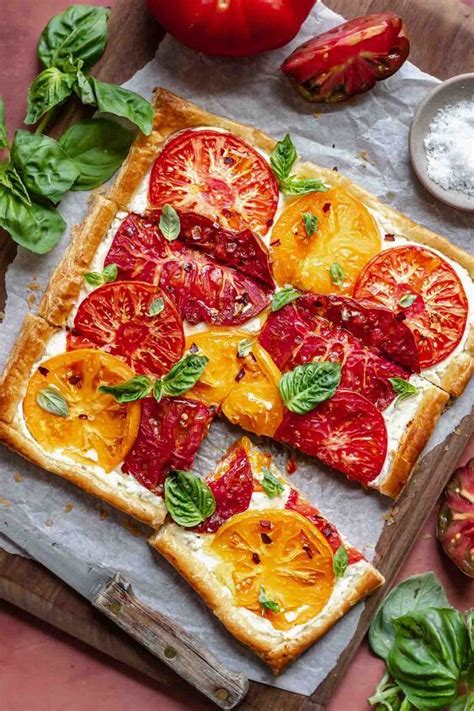 Puff Pastry Tomato Tart With Ricotta And Feta Cheese Recipe Tomato