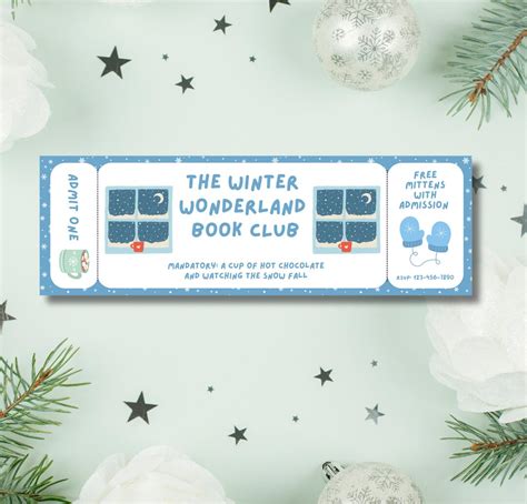 The Winter Wonderland Ticket Bookmark Christmas Bookmark Winter