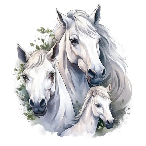 Premium AI Image | Horses portrait Watercolor hand drawn illustration ...