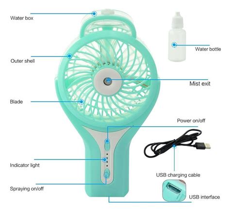 Topwell Handheld Mini Usb Misting Fan Water Spray Fan Rechargeable