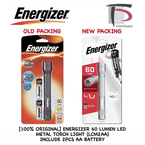 100 ORIGINAL ENERGIZER 60 LUMEN LED METAL TORCH LIGHT LCM2AA