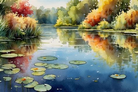 watercolor pond lily pads  stock photo public domain pictures