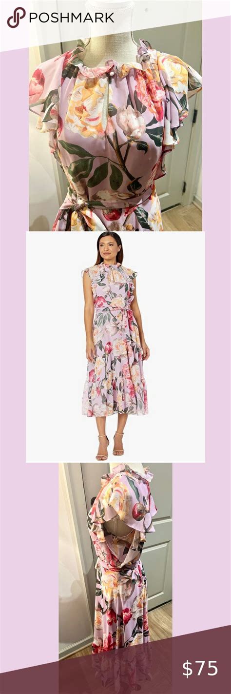 TAHARI Arthur S Levine LIKE NEW Ruffled Neck Sleeve Floral Maxi Dress