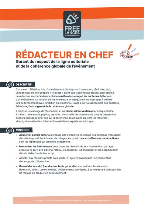 R Dacteur En Chef Freelances De L V Nementiel