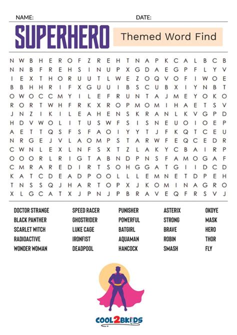 Marvel Word Search Printable Printable Calendars At A Glance