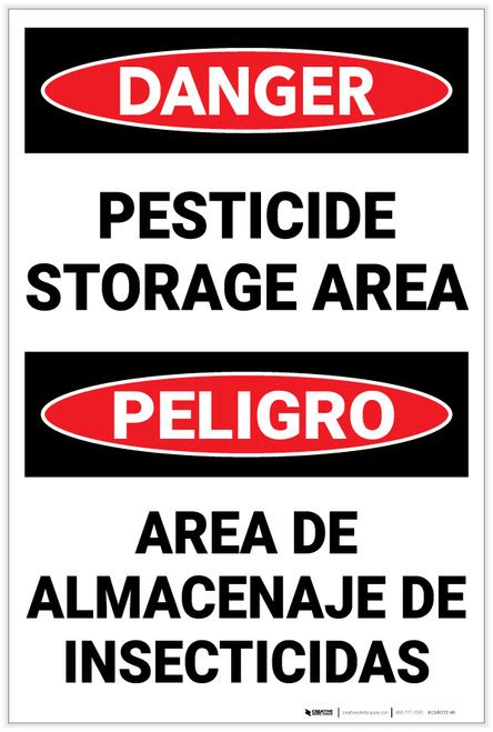 Danger Pesticide Storage Area Bilingual Spanish Label