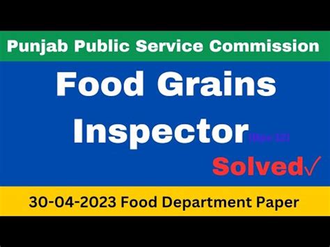 PPSC Food Inspector Complete Solved Paper Held On 30 04 2023 Today Food