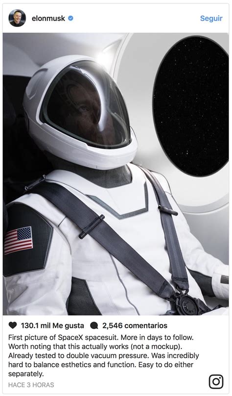 Elon Musk Muestra La Primera Imagen Del Traje Espacial De Spacex