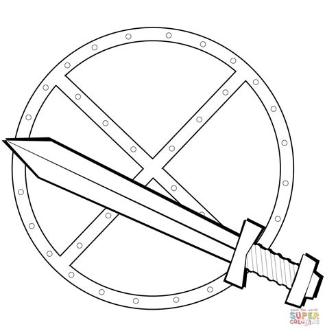 Sword and Shield coloring page | Free Printable Coloring Pages