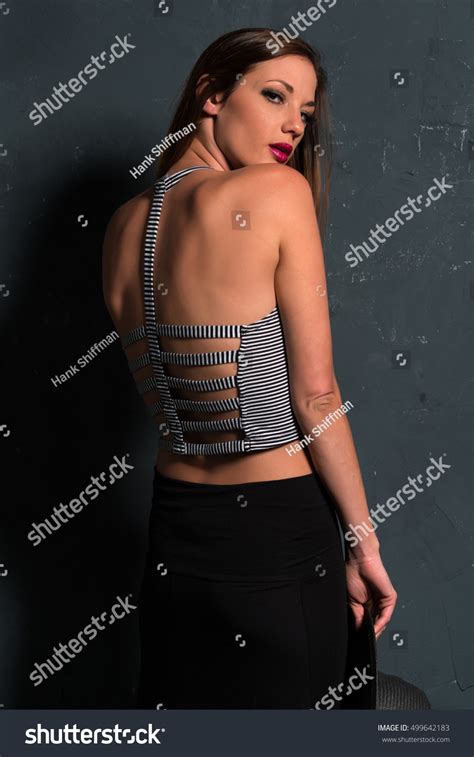 Tall Slim Brunette Dressed Black White Stock Photo 499642183 Shutterstock