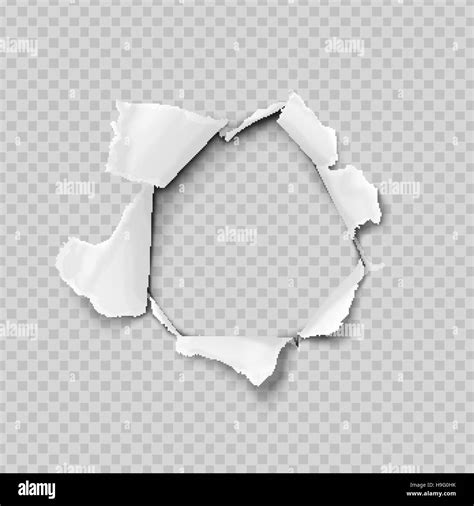 Torn Paper Realistic Hole In The Sheet Of Paper On A Transparent