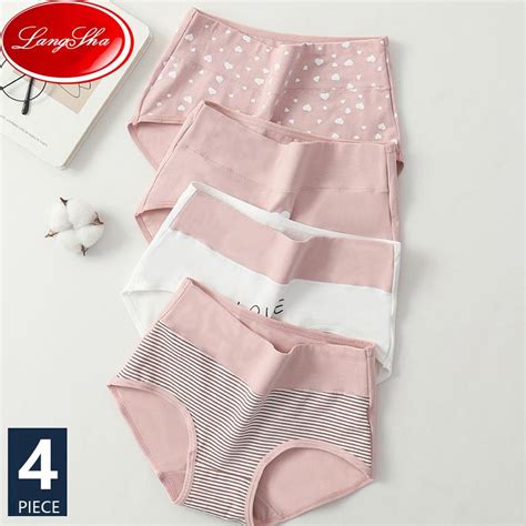 Buy Langsha Plus Size M Xl Panties Women Cotton High Waist Underwear