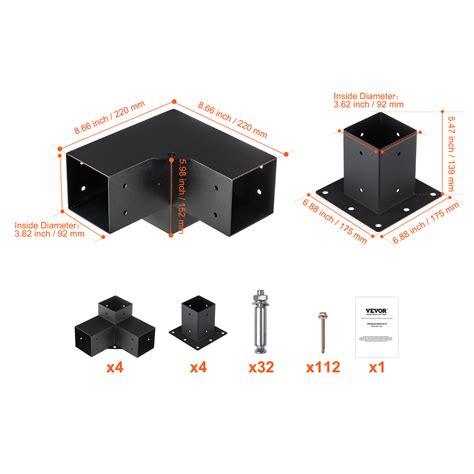 Vevor Kit Supports De Pergola X Po X Cm Support De Poteau Bois De