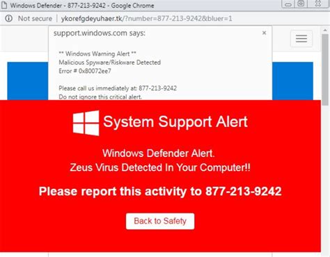 System Support Alert Windows Defender Scam How To Remove It