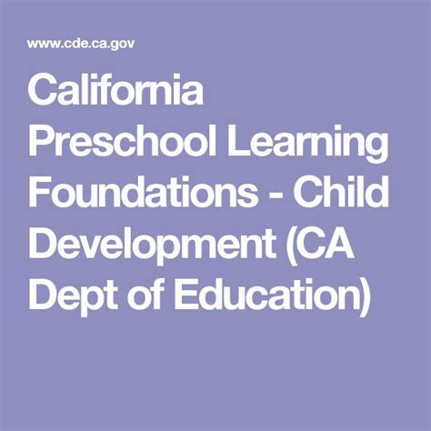 California Preschool Learning Foundations Child Development