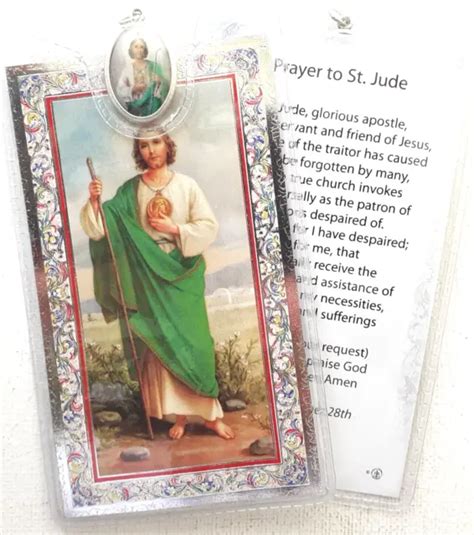 St Jude Prayer Card Silver Foil Highlights And Coloured Saints Medal £2 45 Picclick Uk