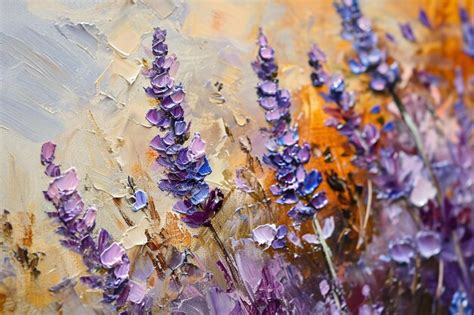 Premium Photo | Lavender flowers on the background of oil paintings closeup